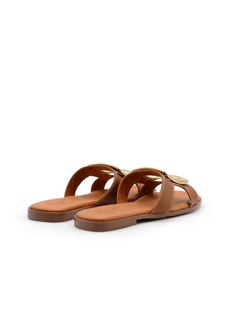 CIABATTA CON PLACCA CUOIO OH MY SANDALS | 5565PCUOIO